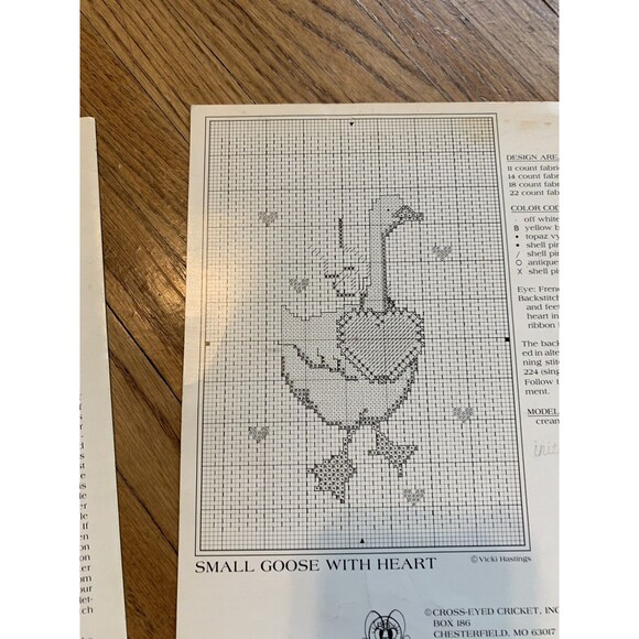 2X The Cricket Collection Small Goose Heart 5 6 Welcome Set VTG Country 80 Prim - Picture 7 of 8